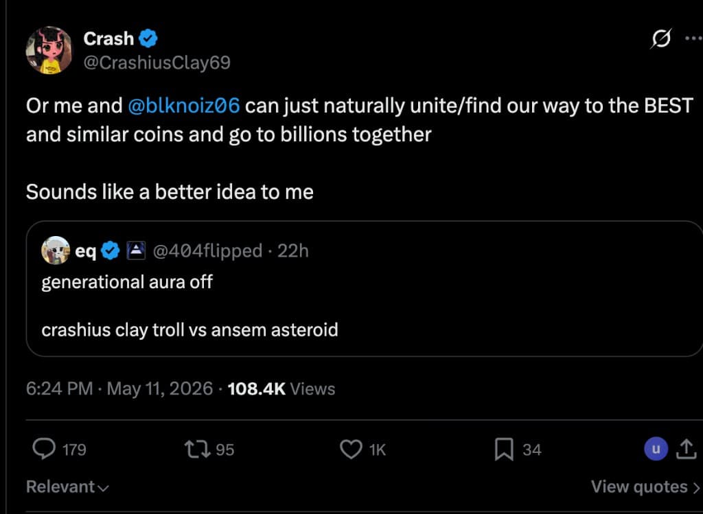 Crash tweet: me and @blknoiz06 can just naturally unite